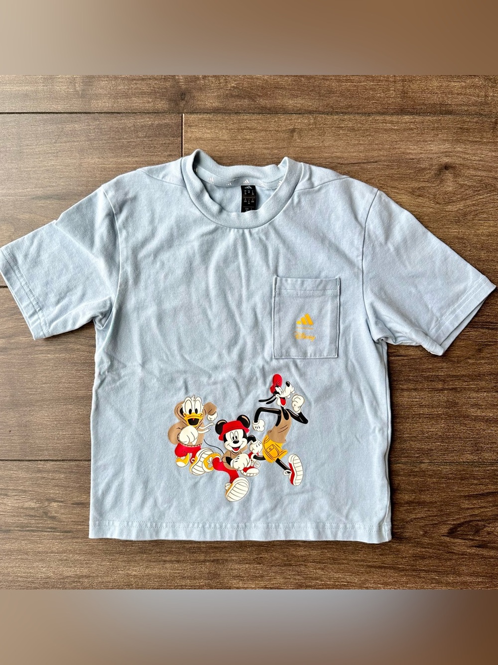 Adidas x Disney Mickey Mouse Kids Pocket T-Shirt Blue Size 4T Goofy Donald Duck